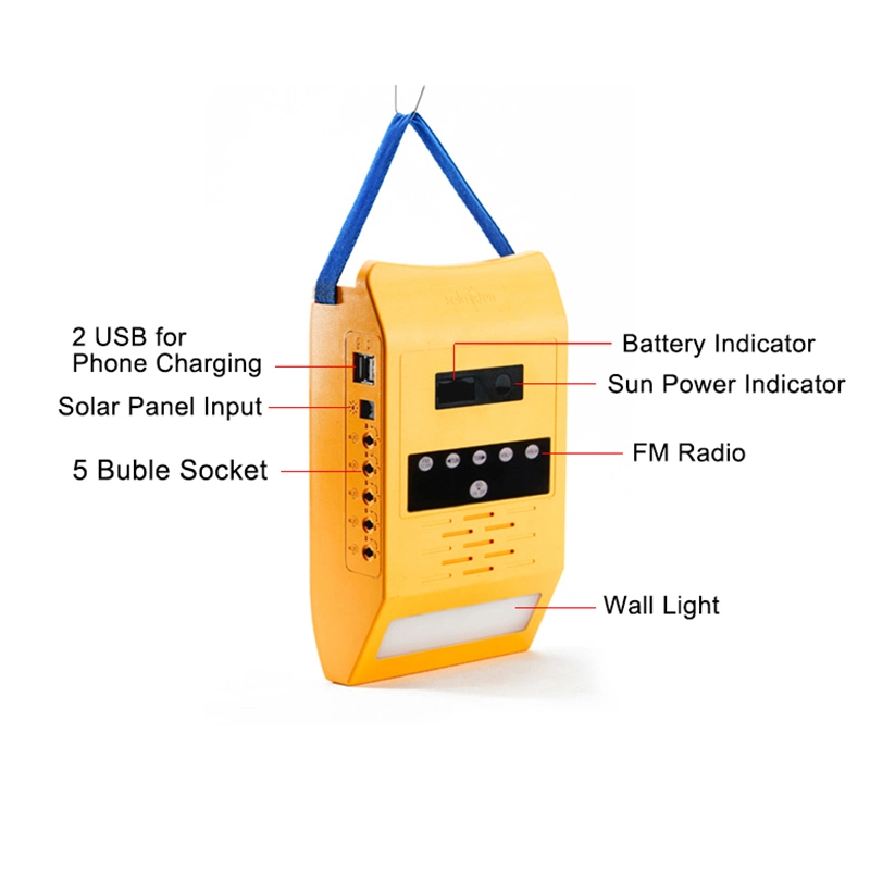 Portable Solar Energy System with FM Radio Solar Charger Solar Lighting Function