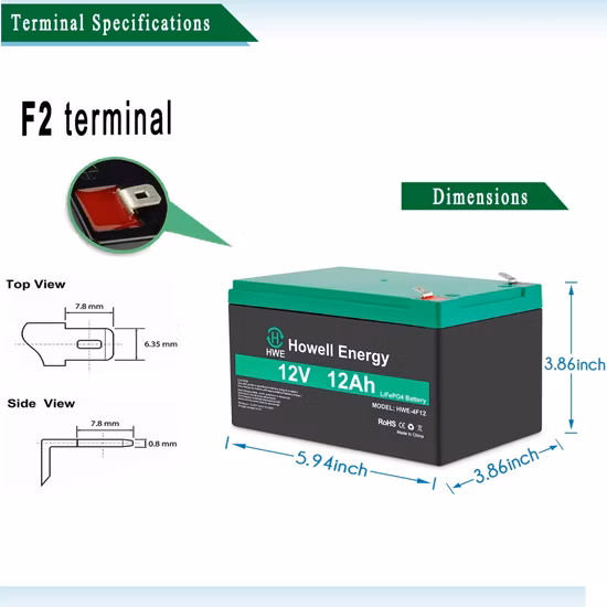Batería LiFePO4 de Shenzhen Howell 12V 12ah para farola solar