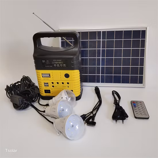 Sistema de energía solar portátil con radio FM Cargador solar Función de iluminación solar